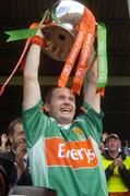 18 July 2004; Mayo captain Fergal Costello lifts the Nestor Cup. Bank of Ireland Connacht Senior Football Championship Final, Mayo v Roscommon, McHale Park, Castlebar, Co. Mayo. Picture credit; Damien Eagers / SPORTSFILE