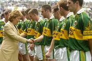 11 July 2004; President Mary McAleese is introduced to Kerry's Darragh O'Se. Bank of Ireland Munster Senior Football Championship Final, Limerick v Kerry, Gaelic Grounds, Limerick. Picture credit; Brendan Moran / SPORTSFILE