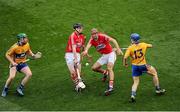 8 September 2013; Shane O'Neill, left, and Stephen McDonnell, Cork, in action against Cathal McInerney, left, and Pádraic Collins, Clare. GAA Hurling All-Ireland Senior Championship Final, Cork v Clare, Croke Park, Dublin. Picture credit: Dáire Brennan / SPORTSFILE