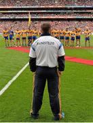 8 September 2013; Clare manager Davy Fitzgerald watches his players before the start of the game. GAA Hurling All-Ireland Senior Championship Final, Cork v Clare, Croke Park, Dublin. Picture credit: Matt Browne / SPORTSFILE