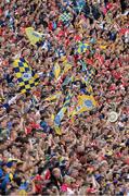 8 September 2013; Clare and Cork supporters on Hill 16 near the end of the game. GAA Hurling All-Ireland Championship Finals, Croke Park, Dublin. Picture credit: Ray McManus / SPORTSFILE