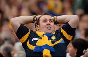 8 September 2013; A Clare supporter reacts during the game. GAA Hurling All-Ireland Championship Finals, Croke Park, Dublin. Picture credit: Stephen McCarthy / SPORTSFILE