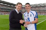 8 September 2013; Patrick Curran, Waterford, is presented with the Man of the Match award by Jim Dollard, Executive Director, Electric Ireland. Electric Ireland GAA Hurling All-Ireland Minor Championship Final, Galway v Waterford, Croke Park, Dublin. Picture credit: Brendan Moran / SPORTSFILE