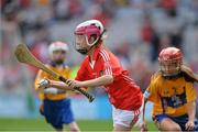8 September 2013; Sara Kelly, from Kildalkey N.S. Kildalkey, Co. Meath, representing Cork, in action against Clare. INTO/RESPECT Exhibition GoGames during the GAA Hurling All-Ireland Senior Championship Final between Cork and Clare, Croke Park, Dublin. Picture credit: Matt Browne / SPORTSFILE