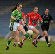 7 September 2013; Sarah Houlihan, Kerry, in action against Geraldine O'Flynn, Cork. TG4 All-Ireland Ladies Football Intermediate Championship, Semi-Final, Cork v Kerry, Semple Stadium, Thurles, Co. Tipperary. Picture credit: Brendan Moran / SPORTSFILE