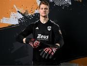 29 January 2024; Goalkeeper Aidan Dowling poses for a portrait during a Cork City FC squad portraits session at Bishopstown Stadium in Cork. Photo by Stephen McCarthy/Sportsfile