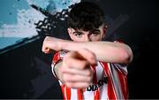 29 January 2024; Sean Patton during a Derry City FC squad portrait session at The Ryan McBride Brandywell Stadium in Derry. Photo by Ramsey Cardy/Sportsfile
