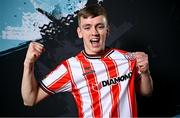 29 January 2024; Ciaron Harkin during a Derry City FC squad portrait session at The Ryan McBride Brandywell Stadium in Derry. Photo by Ramsey Cardy/Sportsfile