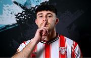 29 January 2024; Adam O'Reilly during a Derry City FC squad portrait session at The Ryan McBride Brandywell Stadium in Derry. Photo by Ramsey Cardy/Sportsfile