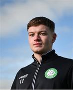 30 January 2024; In attendance is Bray Wanderers and SETU Carlow player Callum Thompson at a media event at FAI Headquarters in Dublin to promote the Sports Coaching and Business Management course ahead of the CAO deadline on February 1. Photo by David Fitzgerald/Sportsfile