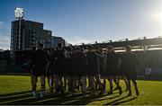 30 January 2024; CBC Monsktown players make their way out before the Bank of Ireland Leinster Schools Senior Cup first round match between CBC Monkstown and St Gerard's School at Energia Park in Dublin. Photo by Ben McShane/Sportsfile