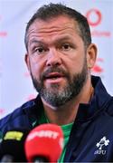 31 January 2024; Head coach Andy Farrell during an Ireland Rugby media conference at the Magnolia Hotel in Quinta da Lago, Portugal. Photo by Brendan Moran/Sportsfile