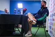31 January 2024; Head coach Andy Farrell during an Ireland Rugby media conference at the Magnolia Hotel in Quinta da Lago, Portugal. Photo by Brendan Moran/Sportsfile
