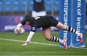 31 January 2024; Dan Punch of Cistercian College Roscrea scores the winning try of the game during the Bank of Ireland Leinster Schools Senior Cup First Round match between Newbridge College and Cistercian College Roscrea at Energia Park in Dublin. Photo by David Fitzgerald/Sportsfile