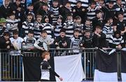 31 January 2024; Cistercian College Roscrea supporters gesture towards Dara Cosgrave of Newbridge College during the Bank of Ireland Leinster Schools Senior Cup First Round match between Newbridge College and Cistercian College Roscrea at Energia Park in Dublin. Photo by David Fitzgerald/Sportsfile