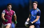 31 January 2024; Daire Cregg of UCD in action against Tommy Conroy of University of Galway during the Electric Ireland Higher Education GAA Sigerson Cup quarter-final match between University of Galway and UCD at Dangan in Galway.  Photo by Piaras Ó Mídheach/Sportsfile