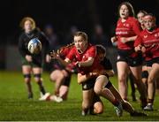 31 January 2024; Nicole Duggan of North East is tackled by Leah Nelson of Metro during the BearingPoint Sarah Robinson Cup round four match between North East and Metro at Skerries RFC in Skerries, Dublin. Photo by Sam Barnes/Sportsfile