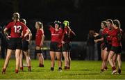 31 January 2024; North East players react after conceding a penalty during the BearingPoint Sarah Robinson Cup round four match between North East and Metro at Skerries RFC in Skerries, Dublin. Photo by Sam Barnes/Sportsfile