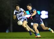31 January 2024; Killian McGuinness of TU Dublin in action against Oisin McCann of Ulster University during the Electric Ireland Higher Education GAA Sigerson Cup quarter-final match between TU Dublin and Ulster University at Grangegorman in Dublin. Photo by Stephen Marken/Sportsfile
