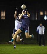 31 January 2024; Luke Swan of TU Dublin in action against Ronan Boyle of Ulster University during the Electric Ireland Higher Education GAA Sigerson Cup quarter-final match between TU Dublin and Ulster University at Grangegorman in Dublin. Photo by Stephen Marken/Sportsfile