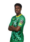 31 January 2024; Samuel Aladesanusi poses for a portrait during a Kerry FC squad portraits session at Mounthawk Park in Tralee, Kerry. Photo by Stephen McCarthy/Sportsfile