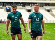 1 February 2024; Ciarán Frawley, right, and Jacob Stockdale during an Ireland Rugby captain's run at the Stade Velodrome in Marseille, France. Photo by Harry Murphy/Sportsfile