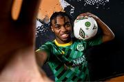 31 January 2024; Kennedy Amechi poses for a portrait during a Kerry FC squad portraits session at Mounthawk Park in Tralee, Kerry. Photo by Stephen McCarthy/Sportsfile