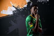 31 January 2024; Samuel Aladesanusi poses for a portrait during a Kerry FC squad portraits session at Mounthawk Park in Tralee, Kerry. Photo by Stephen McCarthy/Sportsfile