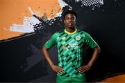 31 January 2024; Samuel Aladesanusi poses for a portrait during a Kerry FC squad portraits session at Mounthawk Park in Tralee, Kerry. Photo by Stephen McCarthy/Sportsfile