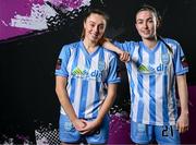 1 February 2024; Rebecca McMahon, left, and Eve Conheady pose for a portrait during a DLR Waves squad portraits session at Beckett Park in Cherrywood, Dublin. Photo by Stephen McCarthy/Sportsfile