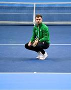 2 February 2024; Simon Carr poses for a portrait before an Ireland Tennis squad training session at the UL Sport Arena in Limerick, ahead of Ireland's Davis Cup World Group One play-off first round match with Austria. Photo by Brendan Moran/Sportsfile