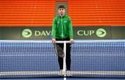 2 February 2024; Conor Gannon poses for a portrait before an Ireland Tennis squad training session at the UL Sport Arena in Limerick, ahead of Ireland's Davis Cup World Group One play-off first round match with Austria. Photo by Brendan Moran/Sportsfile