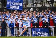 2 February 2024; Conor O'Shaughnessy of Blackrock College kicks a conversion during the Bank of Ireland Leinster Schools Senior Cup First Round match between The High School and Blackrock College at Ollie Campbell Park in Dublin. Photo by Tyler Miller/Sportsfile