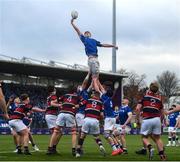 2 February 2024; David Leane of St Mary’s College reaches for the ball in a line-out during the Bank of Ireland Leinster Schools Senior Cup First Round match between St Mary's College and Wesley College at Energia Park in Dublin. Photo by Dáire Brennan/Sportsfile