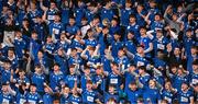 2 February 2024; St Mary's College supporters cheer on their side during the Bank of Ireland Leinster Schools Senior Cup First Round match between St Mary's College and Wesley College at Energia Park in Dublin. Photo by Dáire Brennan/Sportsfile