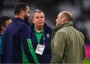 2 February 2024; Ireland head coach Andy Farrell, left, speaks to former Ireland captain Rory Best before the Guinness Six Nations Rugby Championship match between France and Ireland at the Stade Velodrome in Marseille, France. Photo by Harry Murphy/Sportsfile