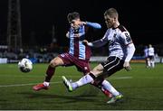 2 February 2024; Daryl Horgan of Dundalk in action against Aaron McNally of Drogheda United during the PTSB Leinster Senior Cup / Malone Cup match between Dundalk and Drogheda United at Oriel Park in Dundalk, Louth. Photo by Ben McShane/Sportsfile