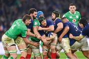 2 February 2024; Francois Cros of France in action against Joe McCarthy, left, and Tadhg Beirne during the Guinness Six Nations Rugby Championship match between France and Ireland at the Stade Velodrome in Marseille, France. Photo by Ramsey Cardy/Sportsfile