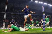 2 February 2024; Calvin Nash of Ireland dives over to score his side's third try during the Guinness Six Nations Rugby Championship match between France and Ireland at the Stade Velodrome in Marseilles, France. Photo by Harry Murphy/Sportsfile