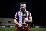2 February 2024; Drogheda United captain Gary Deegan with the Jim Malone Cup after the PTSB Leinster Senior Cup / Malone Cup match between Dundalk and Drogheda United at Oriel Park in Dundalk, Louth. Photo by Ben McShane/Sportsfile
