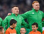 2 February 2024; Calvin Nash, left, and Ciarán Frawley of Ireland before the Guinness Six Nations Rugby Championship match between France and Ireland at the Stade Velodrome in Marseille, France. Photo by Ramsey Cardy/Sportsfile