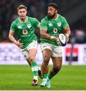 2 February 2024; Bundee Aki, right, and Jack Crowley of Ireland during the Guinness Six Nations Rugby Championship match between France and Ireland at the Stade Velodrome in Marseille, France. Photo by Harry Murphy/Sportsfile