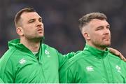 2 February 2024; Ireland players Tadhg Beirne and Peter O’Mahony before the Guinness Six Nations Rugby Championship match between France and Ireland at the Stade Velodrome in Marseille, France. Photo by Ramsey Cardy/Sportsfile