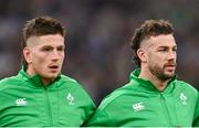 2 February 2024; Ireland players Joe McCarthy, left, and Caelan Doris before the Guinness Six Nations Rugby Championship match between France and Ireland at the Stade Velodrome in Marseille, France. Photo by Ramsey Cardy/Sportsfile