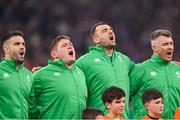 2 February 2024; Ireland players, from left, Conor Murray, Tadhg Furlong, Tadhg Beirne and Peter O’Mahony, before the Guinness Six Nations Rugby Championship match between France and Ireland at the Stade Velodrome in Marseille, France. Photo by Ramsey Cardy/Sportsfile