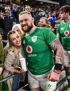 2 February 2024; Andrew Porter of Ireland and his wife Elaine after their side's victory in the Guinness Six Nations Rugby Championship match between France and Ireland at the Stade Velodrome in Marseille, France. Photo by Harry Murphy/Sportsfile
