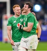 2 February 2024; Ciarán Frawley, left, and Ryan Baird of Ireland after the Guinness Six Nations Rugby Championship match between France and Ireland at the Stade Velodrome in Marseille, France. Photo by Ramsey Cardy/Sportsfile