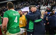 2 February 2024; Ireland captain Peter O’Mahony, right, and Ireland head coach Andy Farrell after the Guinness Six Nations Rugby Championship match between France and Ireland at the Stade Velodrome in Marseille, France. Photo by Ramsey Cardy/Sportsfile