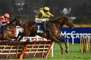 03 February 2024; Dancing City, with Danny Mullins up, on their way to winning the Nathaniel Lacy & Partners Solicitors novice hurdle during day one of the Dublin Racing Festival at Leopardstown Racecourse in Dublin. Photo by David Fitzgerald/Sportsfile