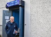 3 February 2024; Dublin manager Micheál Donoghue makes his way to the pitch before the Allianz Hurling League Division 1 Group B match between Dublin and Tipperary at Parnell Park in Dublin. Photo by Tyler Miller/Sportsfile